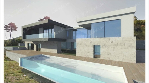 Building land by the sea with project for construction of 6 luxury villas with pool